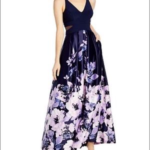 Bloomingdales aqua floral print gown 100% exclusive